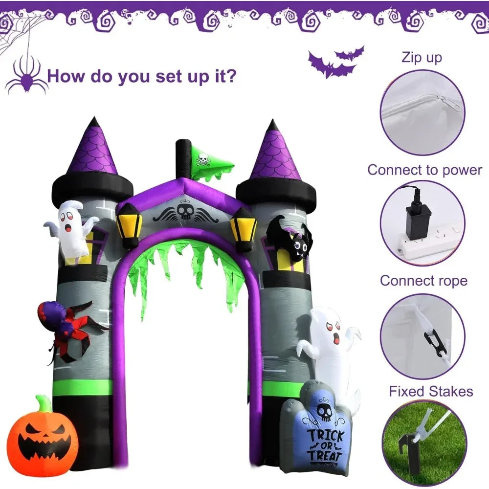 12.5 FT Halloween Inflatables Outdoor Yard Decorations, Spooky Light-Up Blow Ups Inflatable Halloween Outside Decor, Ghost