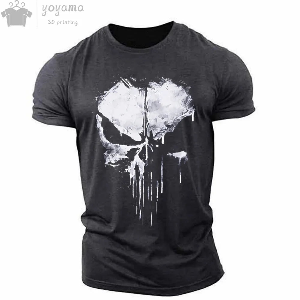 Men's T Shirt 3d Print Military Patriotic Skull O-Neck T Shirt Oversized T-Shirt Short-Sleeved Tee Sportswear Men's Clothing Top