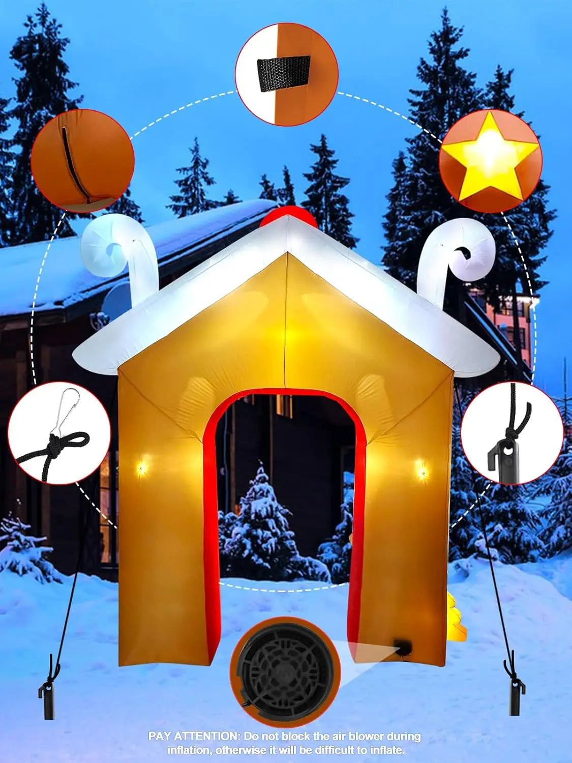 10FT Christmas Inflatables Arch for Outdoor Decoration, Xmas Gingerbread Man Snowman Blow Up Yard Decorations