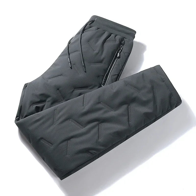 Winter Down Cotton Pants Men's Casual Waterproof Zipper Pocket Thickened Wool Warm Pants Jogger Outdoor Cold-proof Ski Pants 7XL