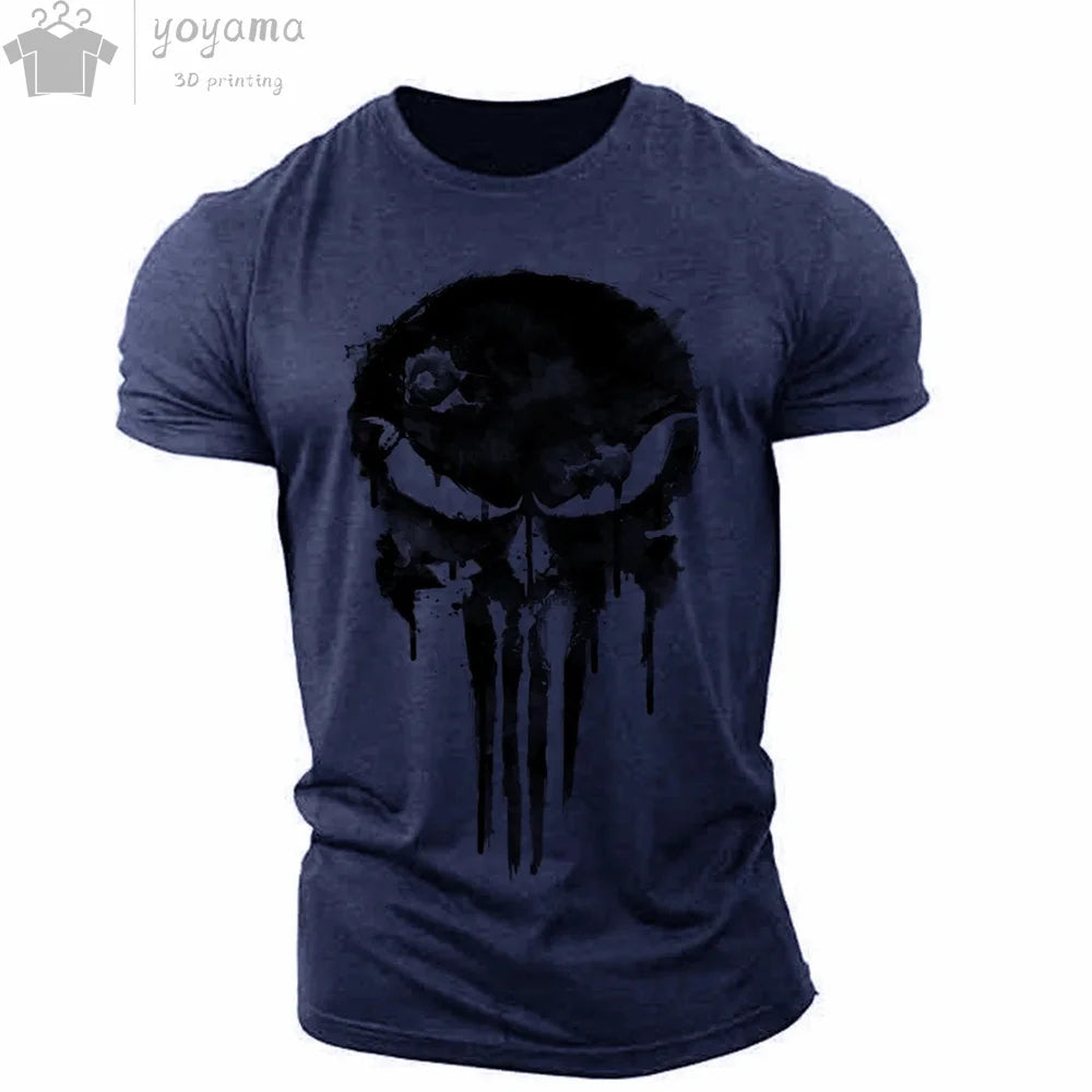 Men's T Shirt 3d Print Military Patriotic Skull O-Neck T Shirt Oversized T-Shirt Short-Sleeved Tee Sportswear Men's Clothing Top