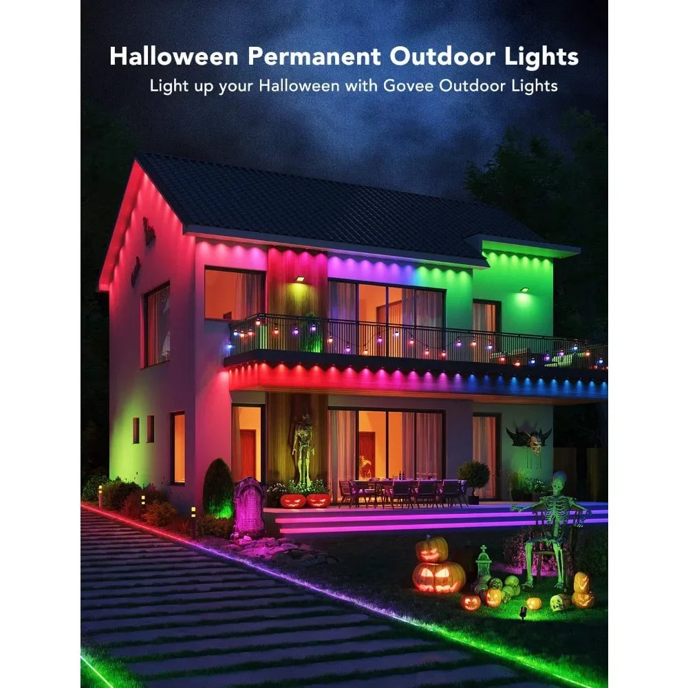 Permanent Outdoor Lights, Smart RGBIC Outdoor Lights with 75 Scene Modes, 100ft with 72 LED Eaves Lights, IP67 Waterproof,