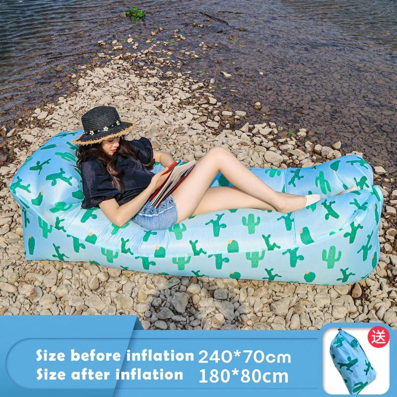 Trend Outdoor Products Fast Infaltable Air Sofa Bed Good Quality Sleeping Bag Inflatable Air Bag Lazy bag Beach Sofa 240*70cm