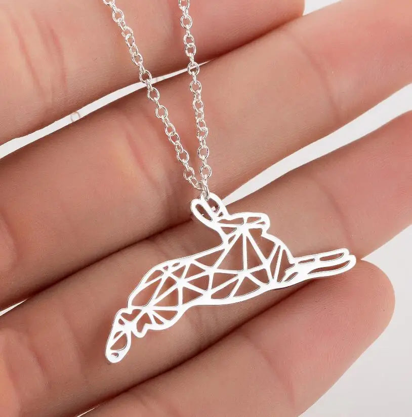 Punk Elk Deer Antlers Pendant Necklace Women Stainless Steel Origami Geometric Animal Necklace For Christmas Gifts Girls