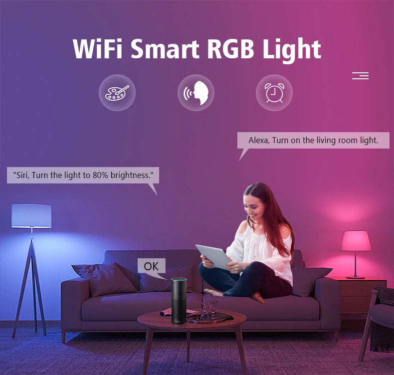 9W WiFi Homekit Light Lamp E27 LED RGB Lamp Siri Control Dimmable Timer Function 110V 220V Smart Bulb Work for Alexa Google Home