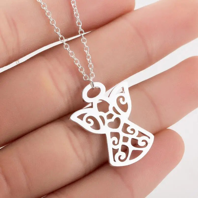 Punk Elk Deer Antlers Pendant Necklace Women Stainless Steel Origami Geometric Animal Necklace For Christmas Gifts Girls