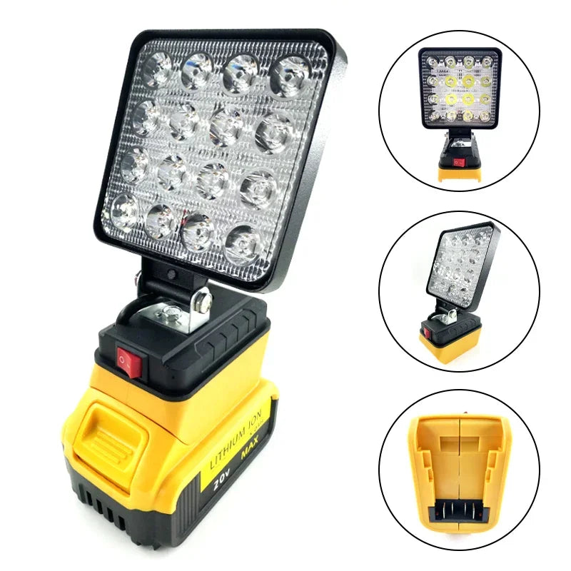 LED Work Light for Dewalt 18v 20V Lithium Battery Cordless Portable Flashlights Job Site Flood Light for Emergencies Camping