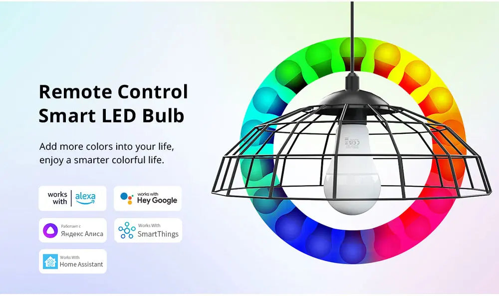 E27 WiFi Smart Dimmable Bulb AC 85-265V RGB LED Light Remote Control Cozy Life App Works With Alexa Google Home Alice