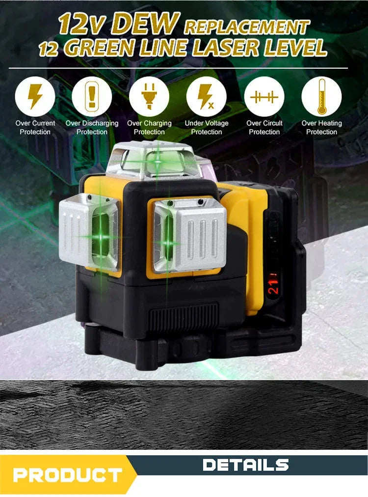 NanTong BaoWei High Quality Degree Laser Level Green Automatic Portable 12 Lines Self-leveling for DEWALTS Laser Level