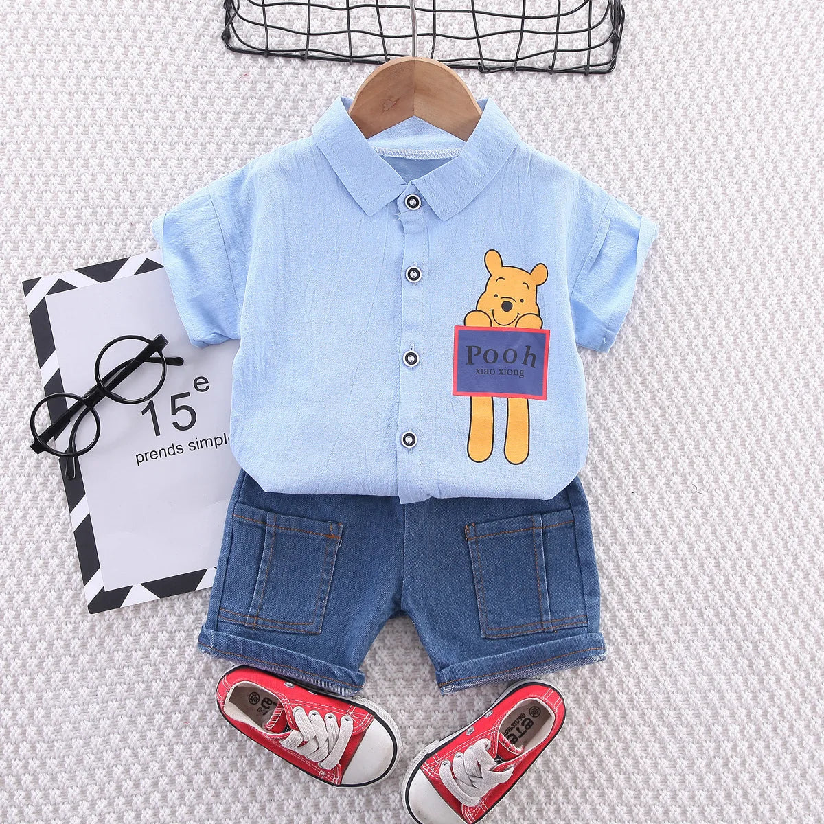 Boys summer set, baby clothes, cartoon shirt, shorts, two-piece children's clothing set