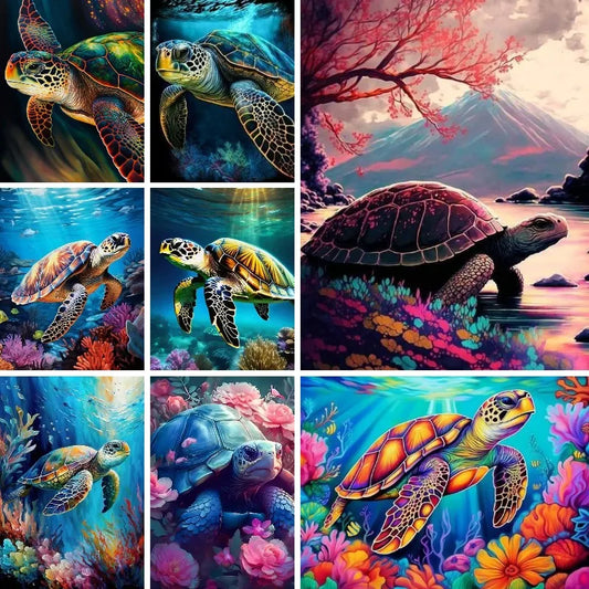 Sea Turtle DIY Diamond Painting Fantasy Tortoise Animal Cross Stitch Kit Full Diamond Square Embroidery Mosaic Art Decor Gifts