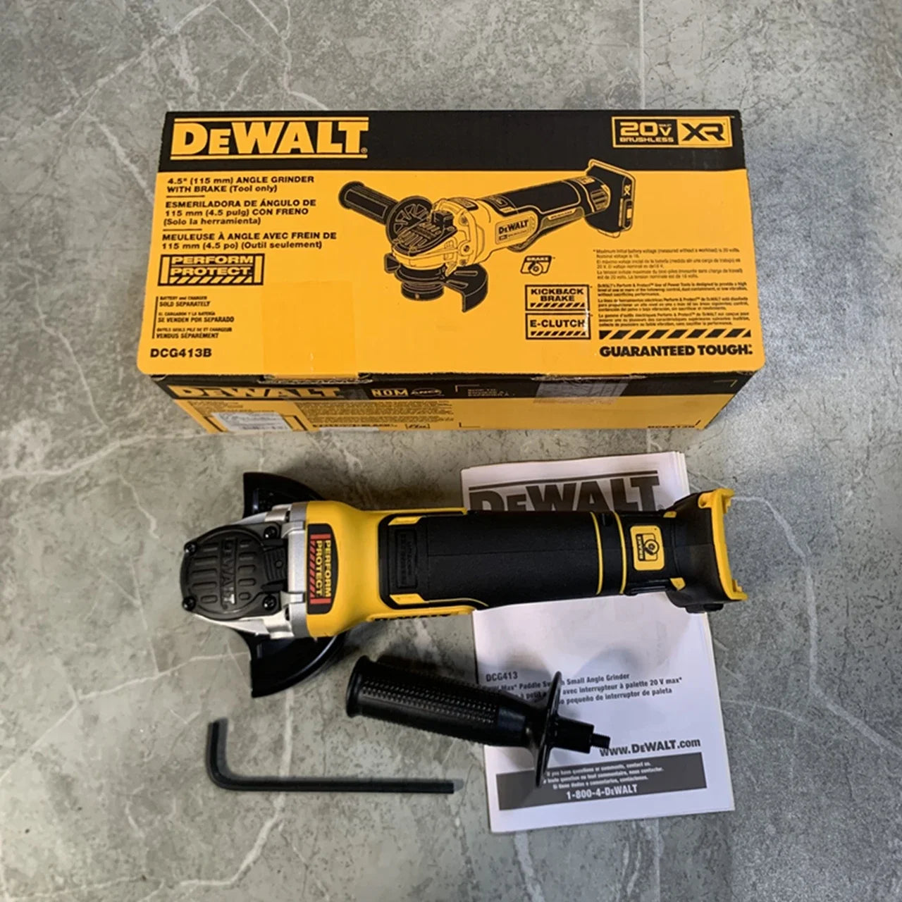 DEWALT DCG413 Brushless Cordless Paddle Switch Small 115MM(4.5in.) Angle Grinder With KICKBACK BREAK™ 20V Power Tools