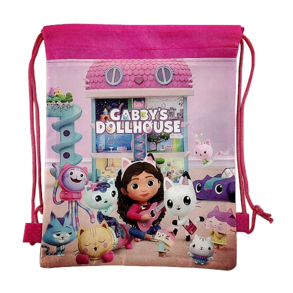 New Cartoon Gabby Dollhouse Drawstring Bag Girl Gift Bag Kid Birthday Party Supplies Cat Decorations Kids Toys Gift Party Favors