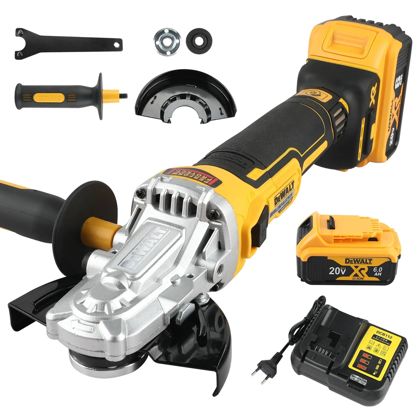 Dewalt DCG405FN Angle Grinder 125mm Brushless Lithium charged Industrial Special Polishing Flat Head Power 1Battery 1Charger