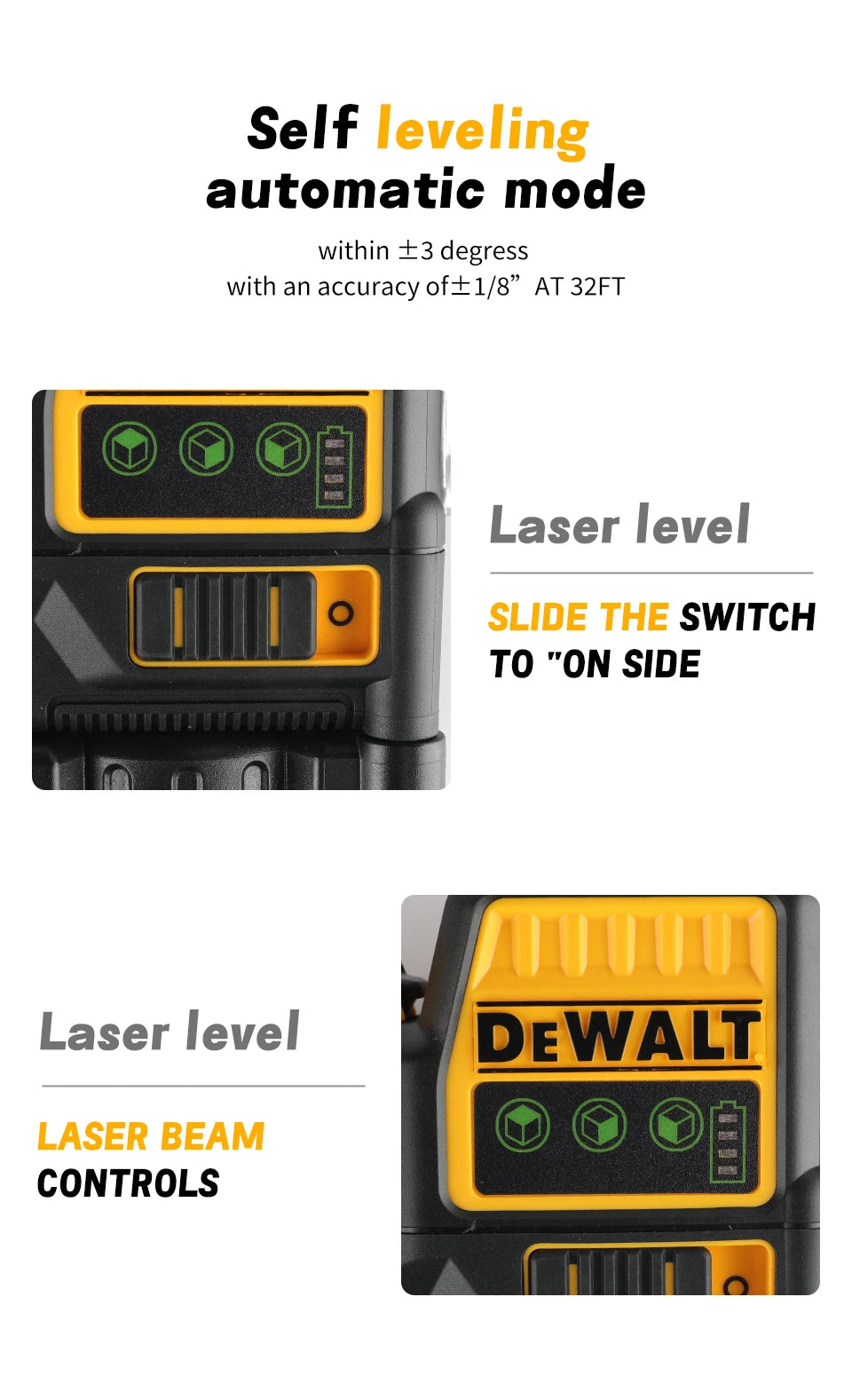 2025 Dewalt DW089LG 12 Lines 3 Sides 360 Degree Vertical 12V Lithium Battery Laser Level Horizontal Green Meter Outdoor