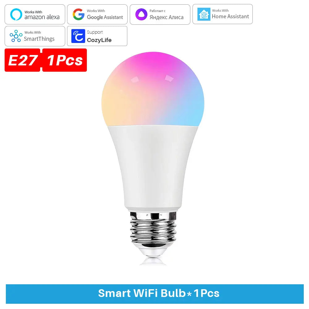 E27 WiFi Smart Dimmable Bulb AC 85-265V RGB LED Light Remote Control Cozy Life App Works With Alexa Google Home Alice