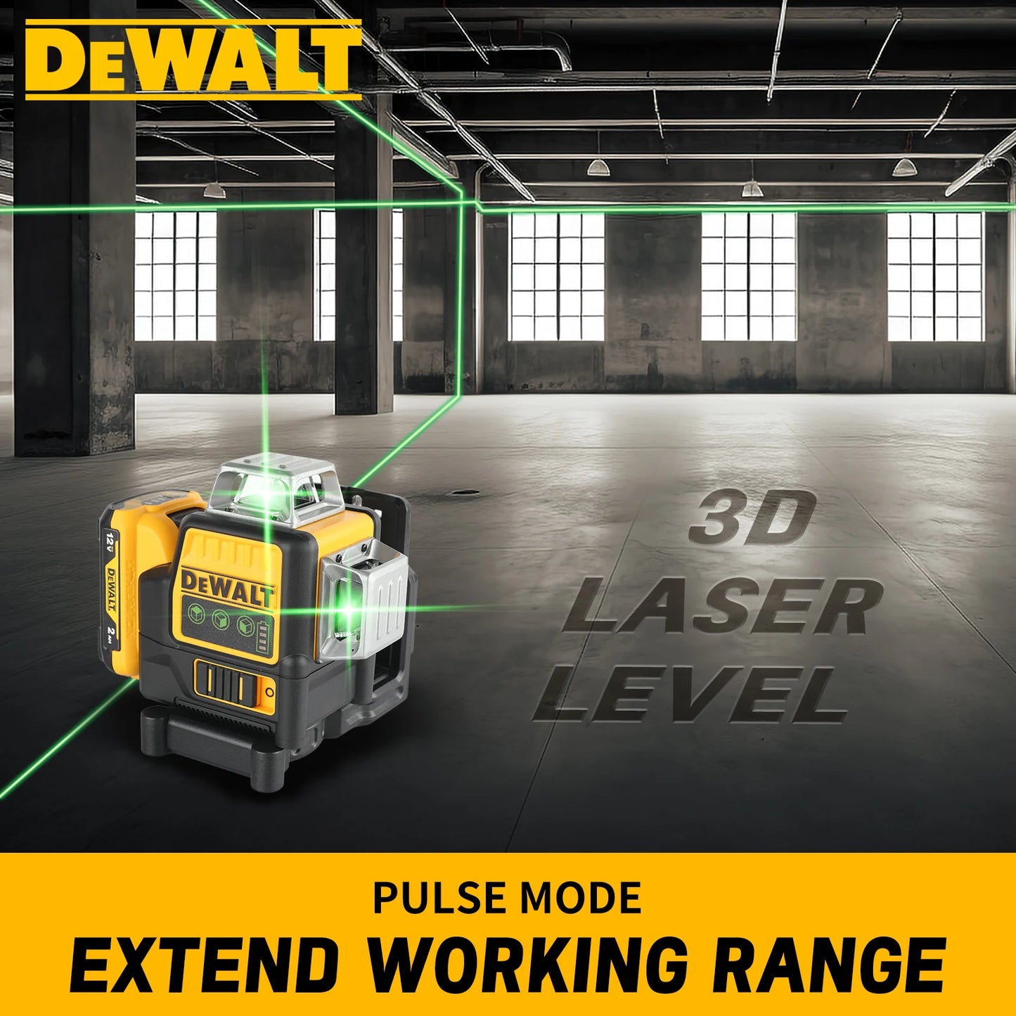 Dewalt DW089LG 3 Sides*360 Degree Lithium Battery Vertical 12V 12 Lines Laser Level Horizontal Green Light Level Meter