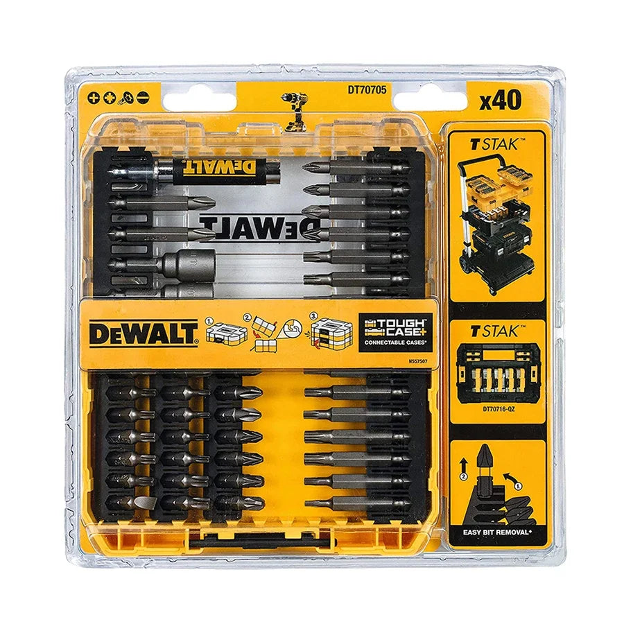 Dewalt DT70705 40 Piece Impact Screwdriver Bit Set With Tough Case Fits TStak Caddy Drill Driver Bits Set Accessories