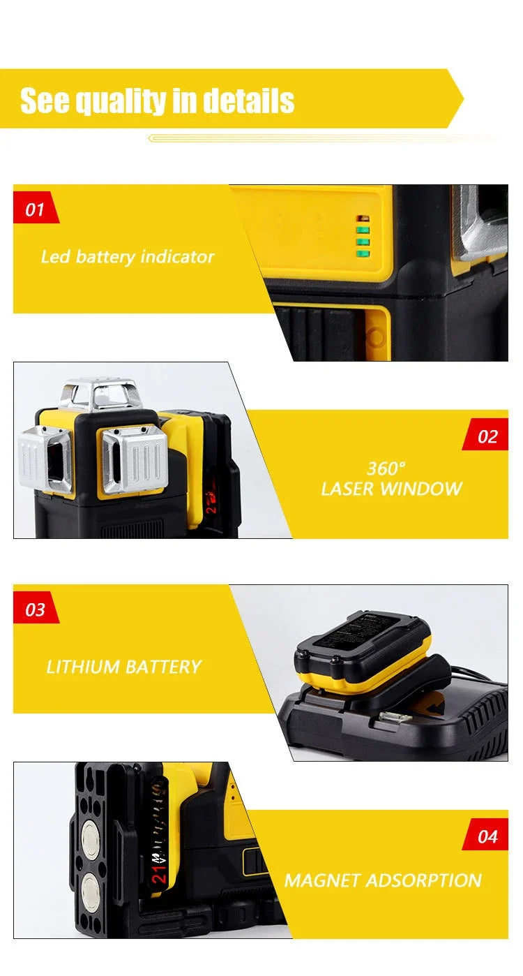 NanTong BaoWei High Quality Degree Laser Level Green Automatic Portable 12 Lines Self-leveling for DEWALTS Laser Level