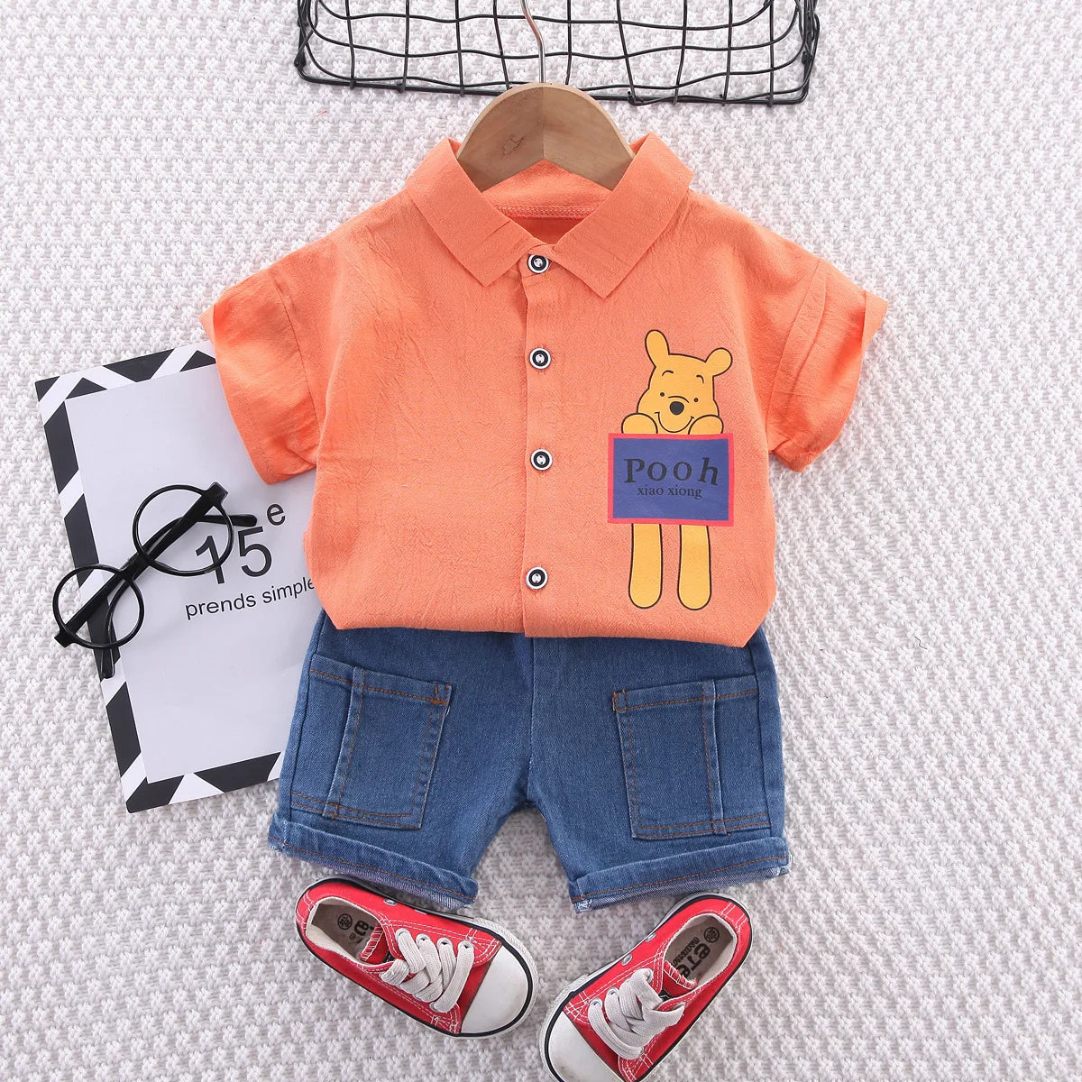 Boys summer set, baby clothes, cartoon shirt, shorts, two-piece children's clothing set