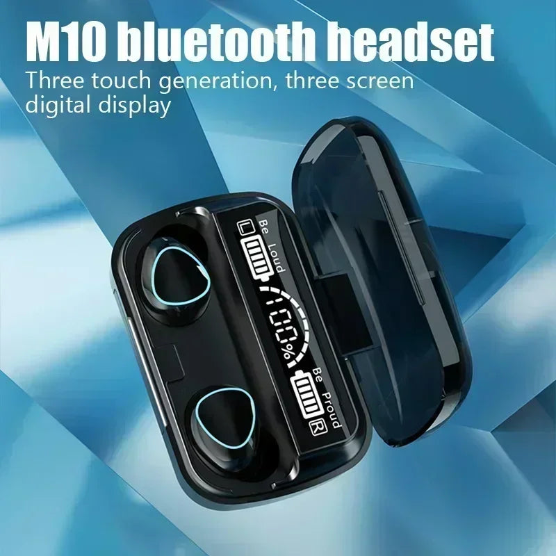 M10 Bluetooth Earphones Handfree LED Dispay Bluetooth Headphones HiFi Stereo Music Wireless Earbuds Waterproof Gaming Headset