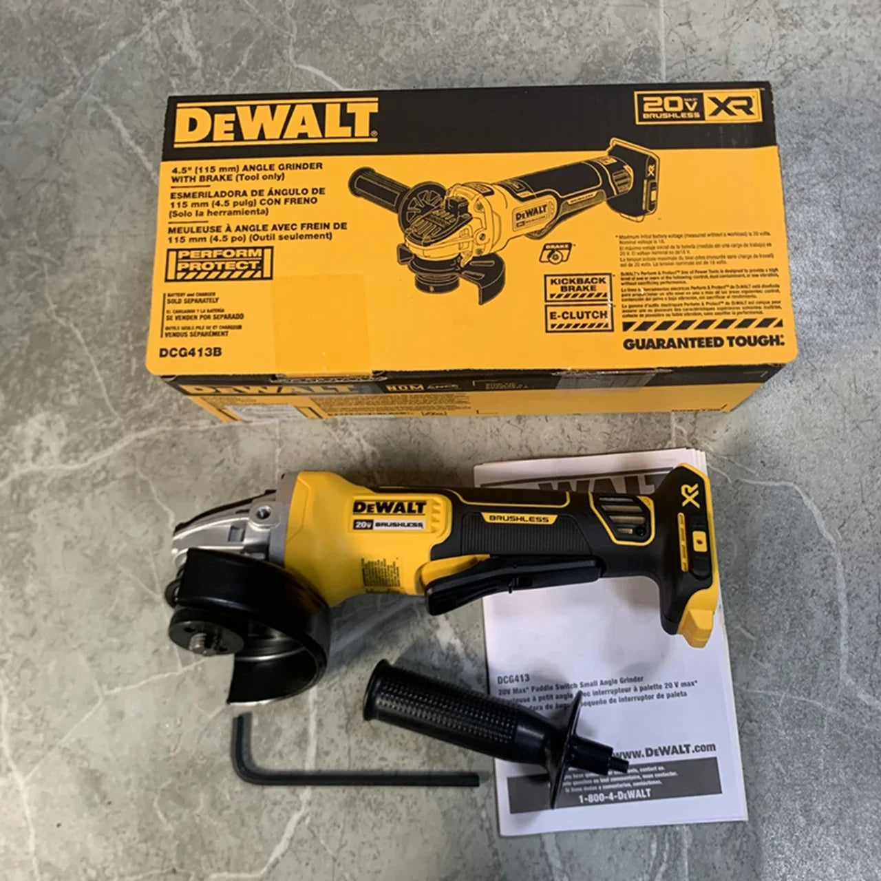 DEWALT DCG413 Brushless Cordless Paddle Switch Small 115MM(4.5in.) Angle Grinder With KICKBACK BREAK™ 20V Power Tools