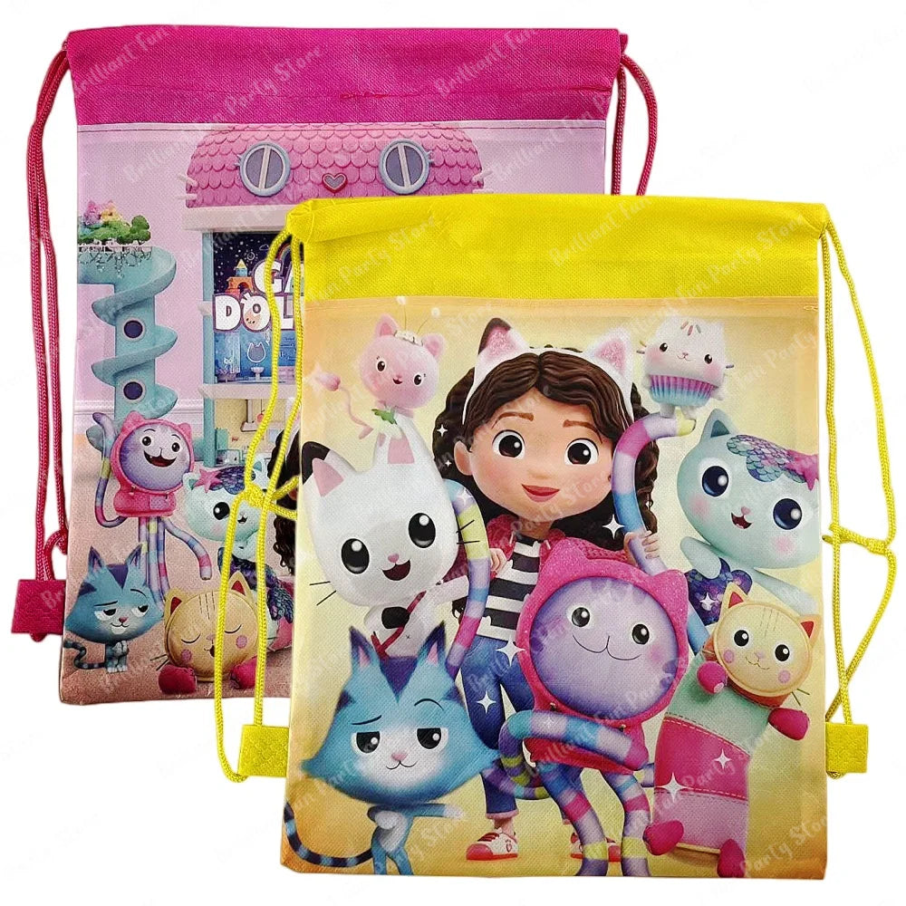 New Cartoon Gabby Dollhouse Drawstring Bag Girl Gift Bag Kid Birthday Party Supplies Cat Decorations Kids Toys Gift Party Favors