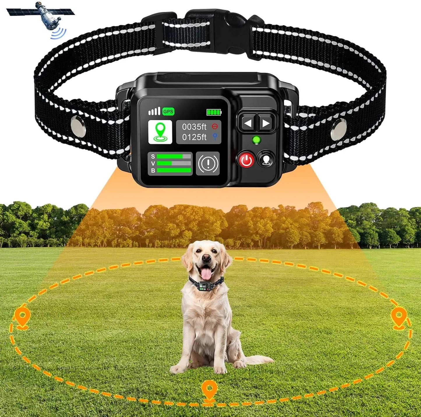 GPS Wireless Dog Fencing System - Electric dog fencing with GPS Electric Satellite Technology, Pet Fencing System Range 15 ~ 200