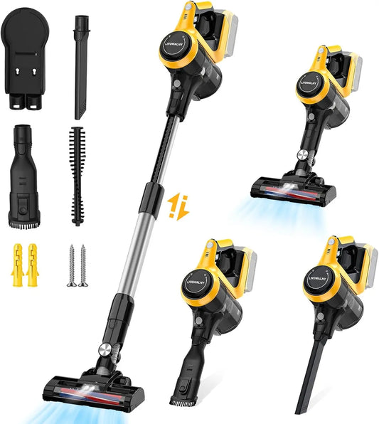 Cordless Vacuum Cleaner for DeWALT 20v/18v Battery, 6 in 1 Lightweight Stick Vacuum Cleaner with 2 Mode Suction, 250W 20Kpa Brus