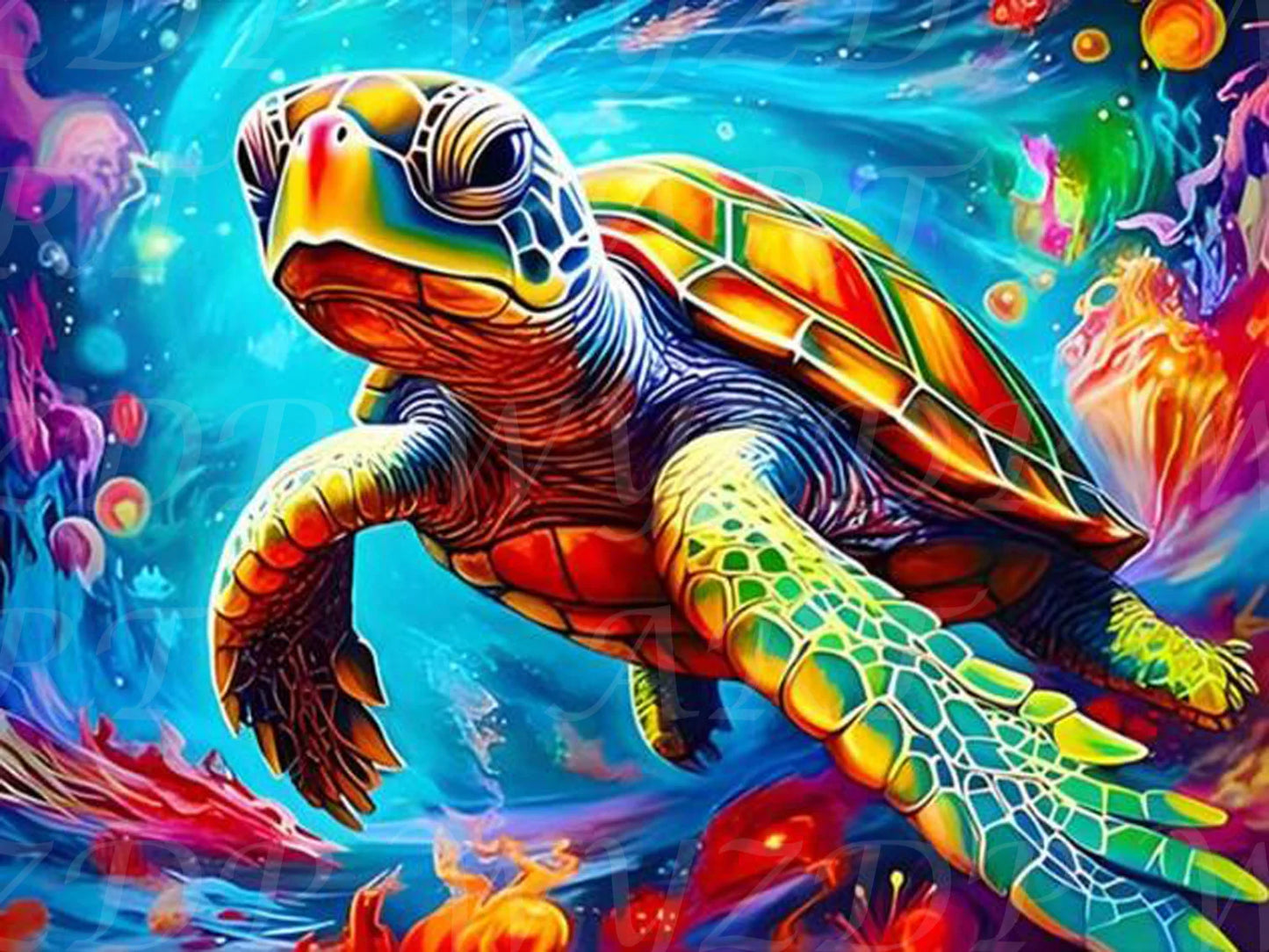 Sea Turtle 100% Fairy Dust Diamond Painting Kits Landscape Full Square Diamond Embroidery AB Diamond Art Crystal Decoration Home