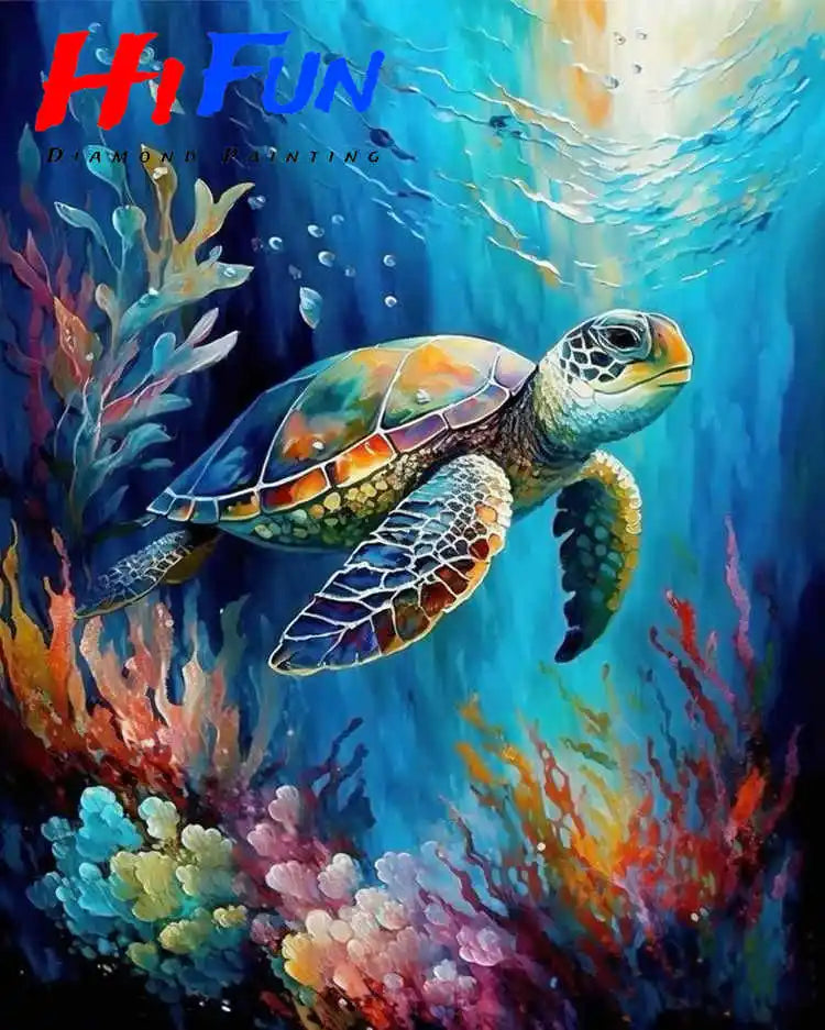 Sea Turtle DIY Diamond Painting Fantasy Tortoise Animal Cross Stitch Kit Full Diamond Square Embroidery Mosaic Art Decor Gifts