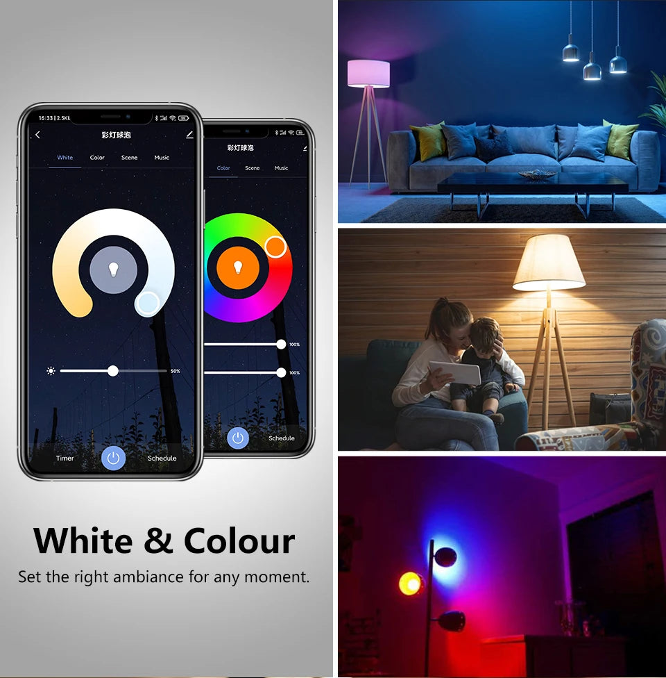 Smart LED Bulb Tuya WiFi Lamp Light E27 RGB Zigbee 3.0 12W 110V 220V Smart Home Decor Lighting Voice Control Via Alexa Google