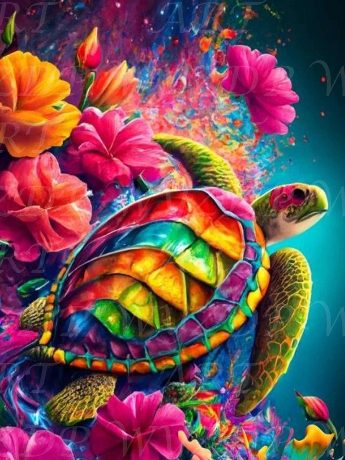 Sea Turtle 100% Fairy Dust Diamond Painting Kits Landscape Full Square Diamond Embroidery AB Diamond Art Crystal Decoration Home