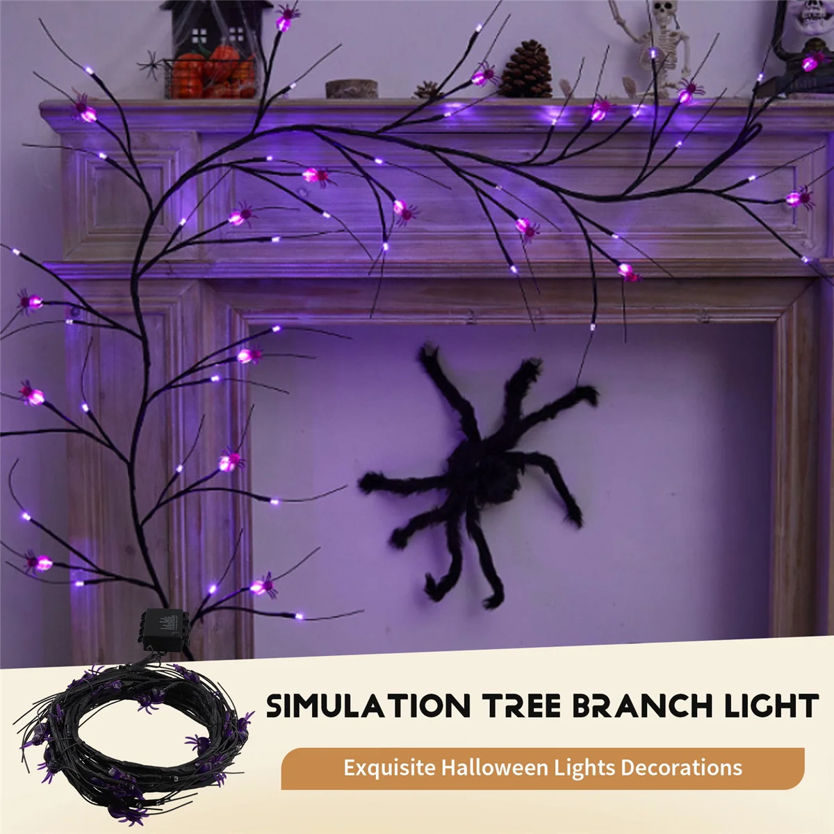 Halloween Spider Rattan Light String Horror Ghost Festival Home Garden Outdoor Decoration