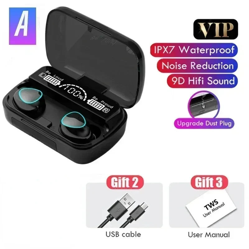 M10 Bluetooth Earphones Handfree LED Dispay Bluetooth Headphones HiFi Stereo Music Wireless Earbuds Waterproof Gaming Headset