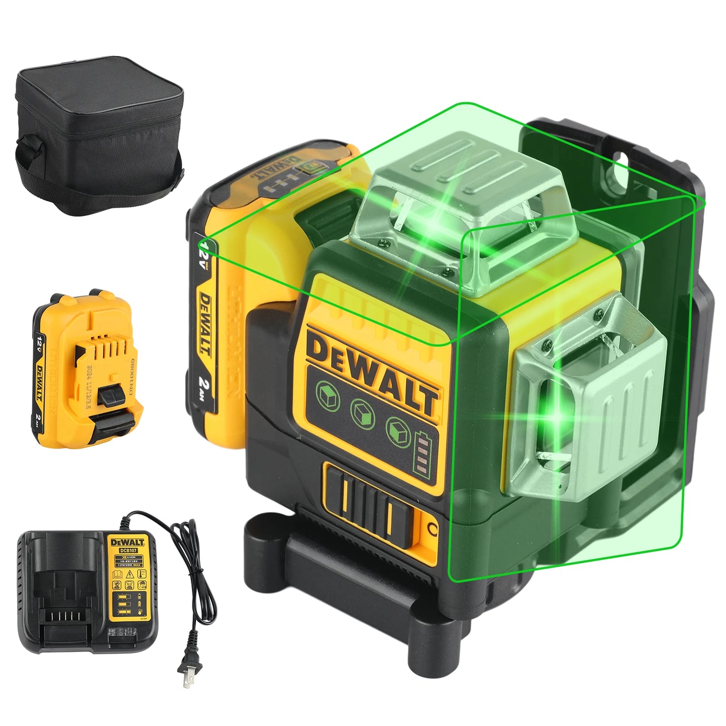 2025 Dewalt DW089LG 12 Lines 3 Sides 360 Degree Vertical 12V Lithium Battery Laser Level Horizontal Green Meter Outdoor