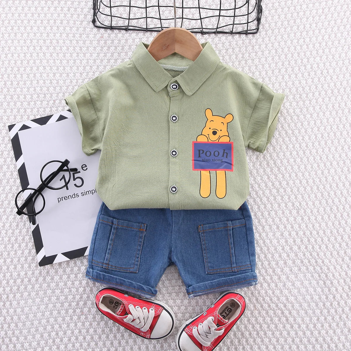 Boys summer set, baby clothes, cartoon shirt, shorts, two-piece children's clothing set