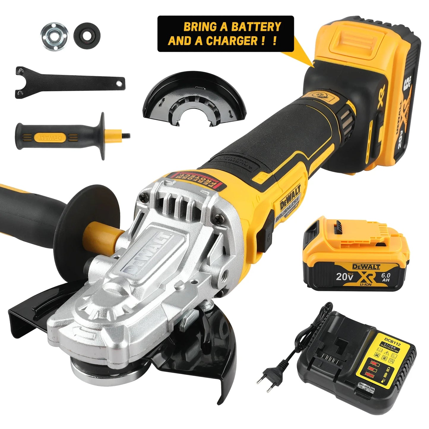 Dewalt DCG405FN Angle Grinder 125mm Brushless Lithium charged Industrial Special Polishing Flat Head Power 1Battery 1Charger