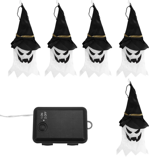 Halloween LED Flashing Light Hanging Ghost Halloween Dress Up Glowing Wizard Hat Lamp Horror Props Home Bar