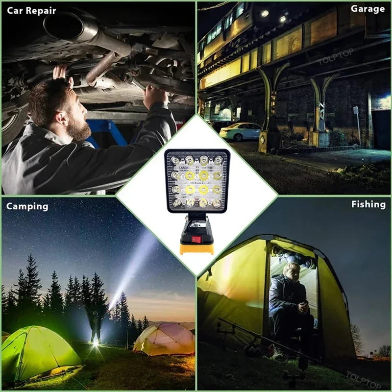 LED Work Light for Dewalt 18v 20V Lithium Battery Cordless Portable Flashlights Job Site Flood Light for Emergencies Camping