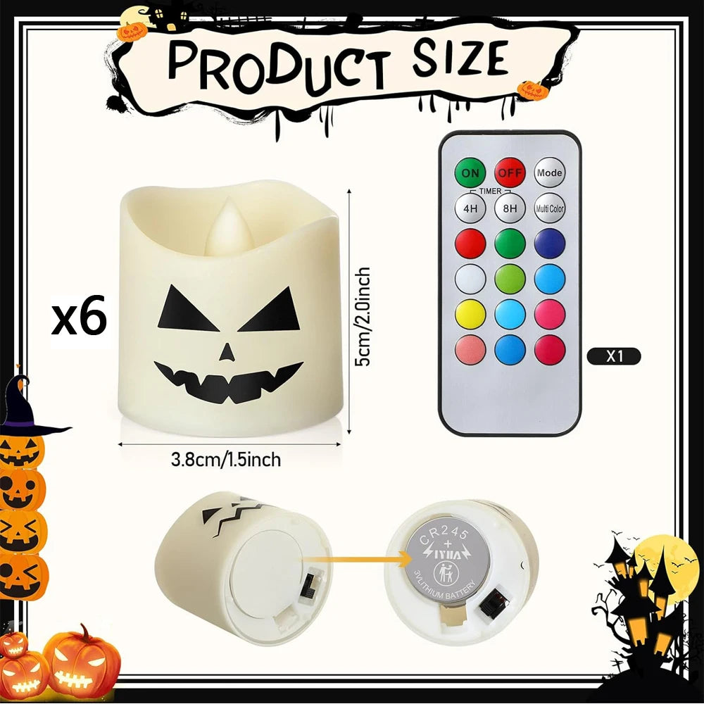 Halloween Flameless Votive Candles Color Changing with Remote Timer, Battery Operated LED Tealight Candles for Halloween Home