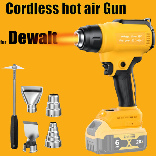 Cordless Heat Gun for Dewalt 20V Battery, 350W Fast Heating Soldering Hot Air Gun 30℃-550℃ air tempreature