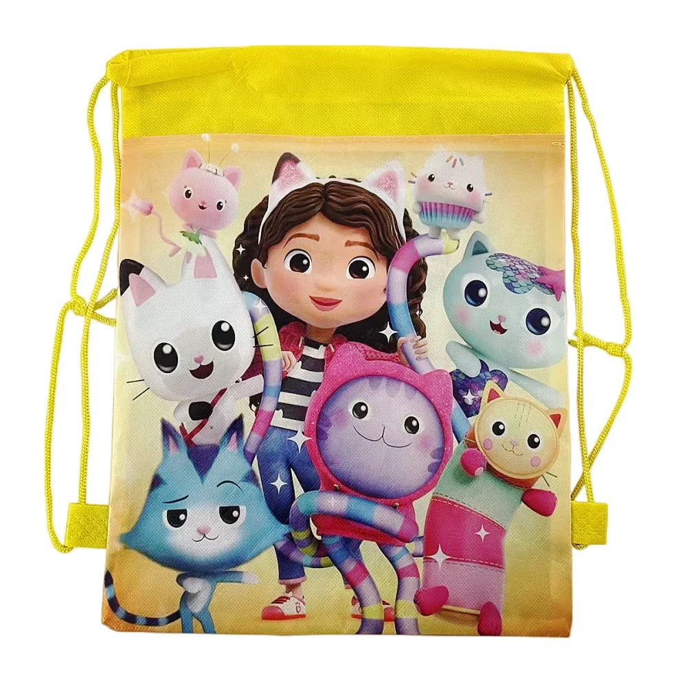 New Cartoon Gabby Dollhouse Drawstring Bag Girl Gift Bag Kid Birthday Party Supplies Cat Decorations Kids Toys Gift Party Favors