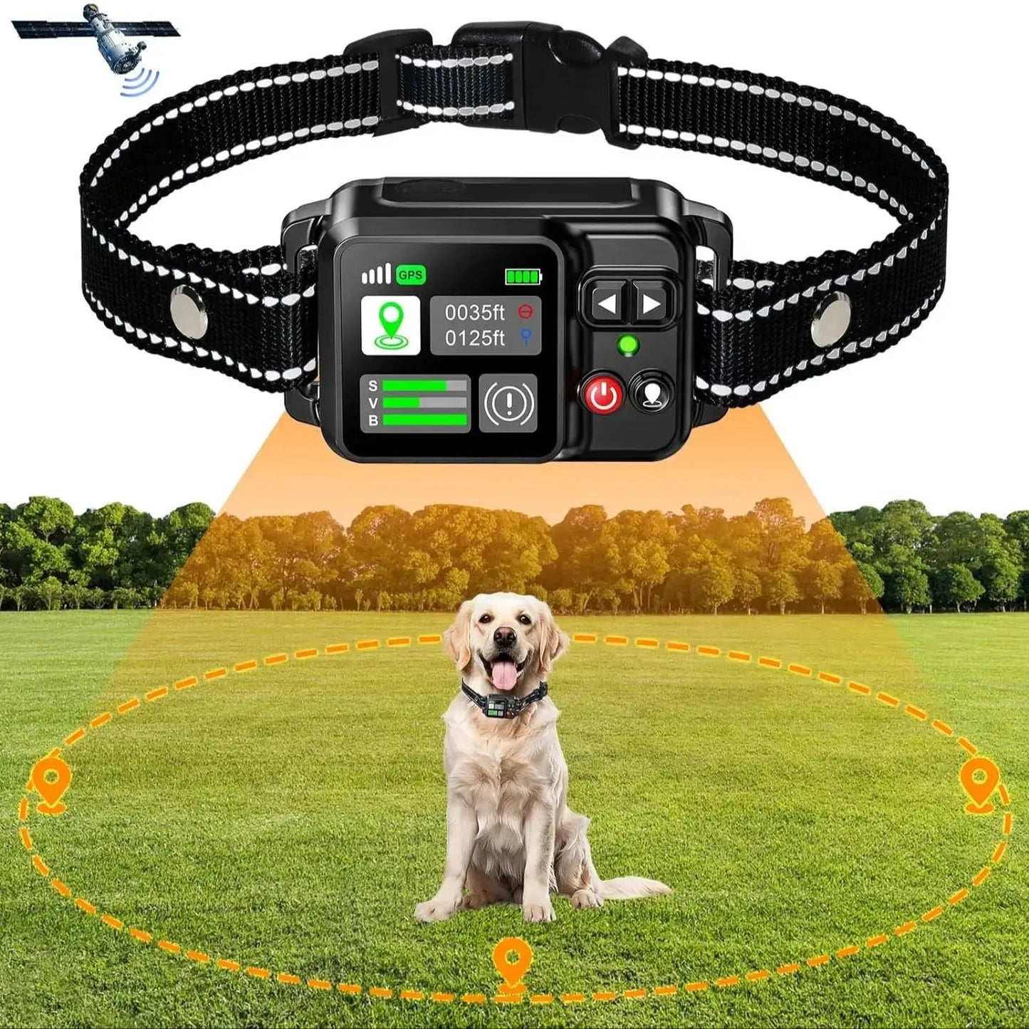 GPS Wireless Dog Fencing System - Electric dog fencing with GPS Electric Satellite Technology, Pet Fencing System Range 15 ~ 200