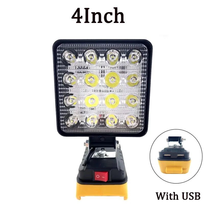 4Inch Led Light Handheld Spotlights Cordless Work Fishing Emergency Tool Lamp Outdoor Lighting for Dewalt 18V 20V Battery