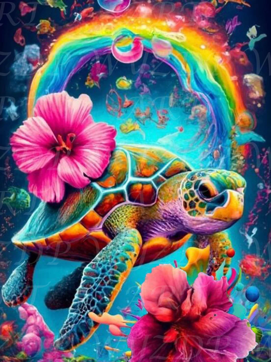 Sea Turtle 100% Fairy Dust Diamond Painting Kits Landscape Full Square Diamond Embroidery AB Diamond Art Crystal Decoration Home