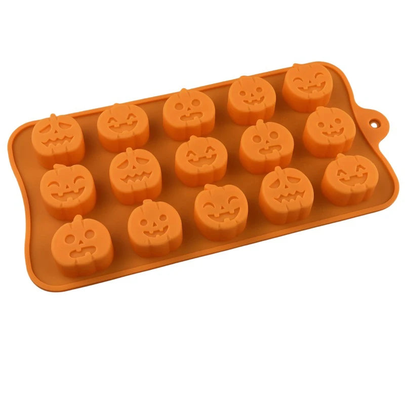 2pcs Halloween Pumpkin Silicone Mold Ghost Chocolate Cookie Candy Mould Halloween Party DIY Baking Tools Cake Decoration