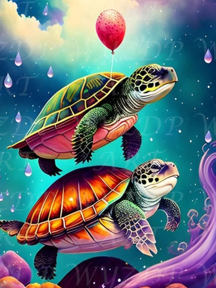 Sea Turtle 100% Fairy Dust Diamond Painting Kits Landscape Full Square Diamond Embroidery AB Diamond Art Crystal Decoration Home