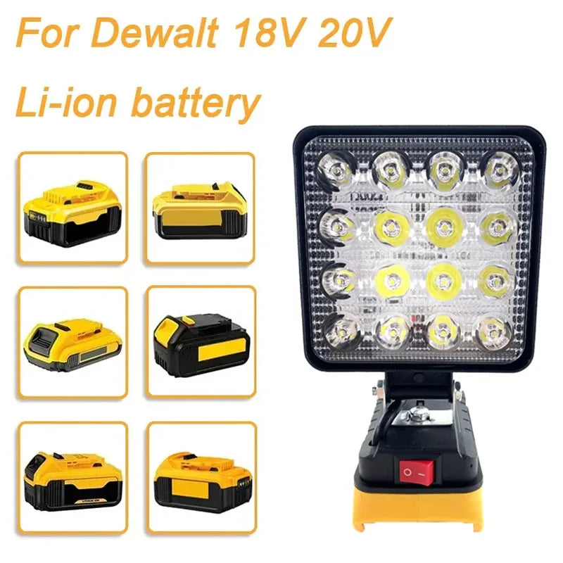 4Inch Led Light Handheld Spotlights Cordless Work Fishing Emergency Tool Lamp Outdoor Lighting for Dewalt 18V 20V Battery