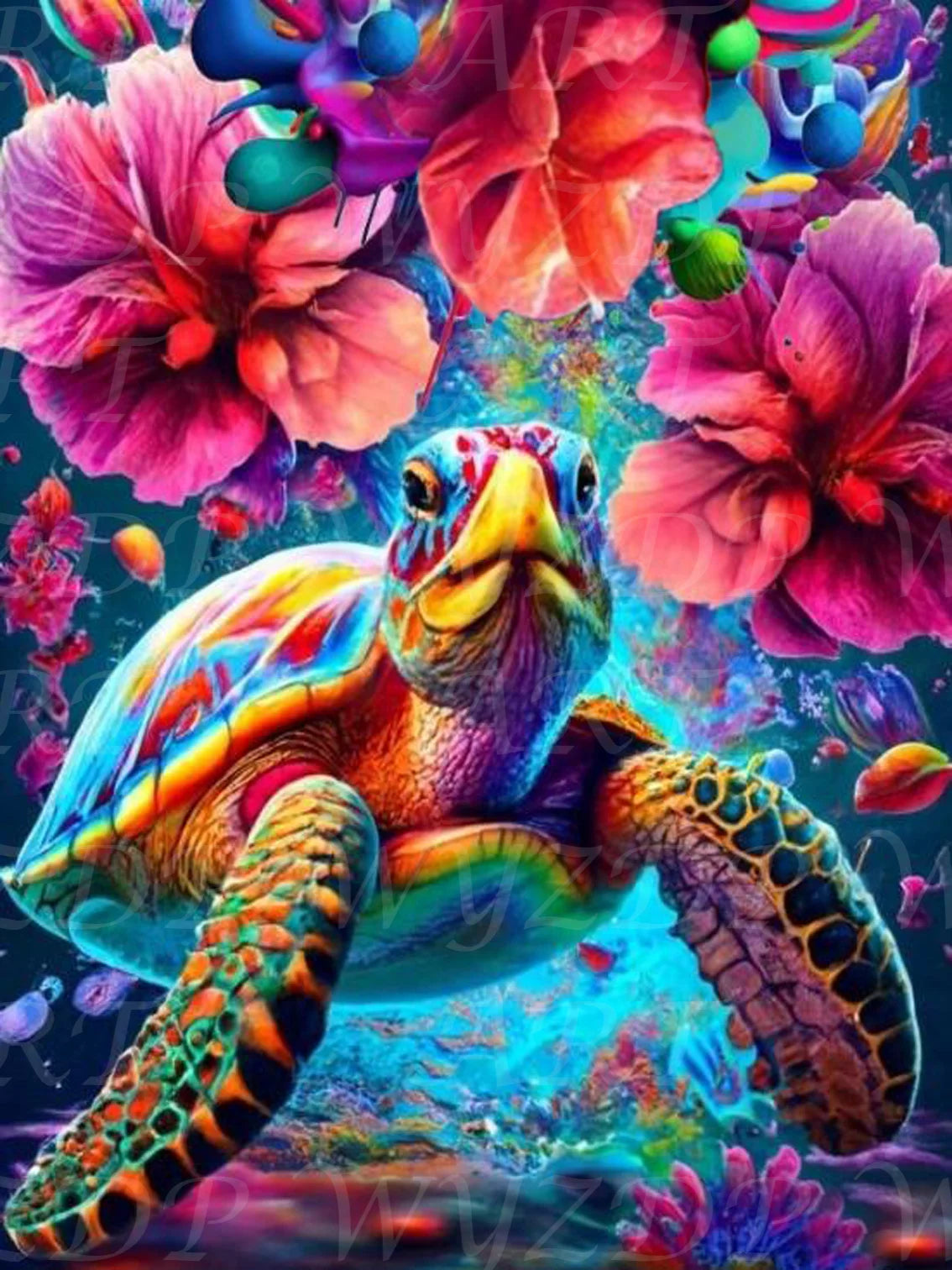 Sea Turtle 100% Fairy Dust Diamond Painting Kits Landscape Full Square Diamond Embroidery AB Diamond Art Crystal Decoration Home